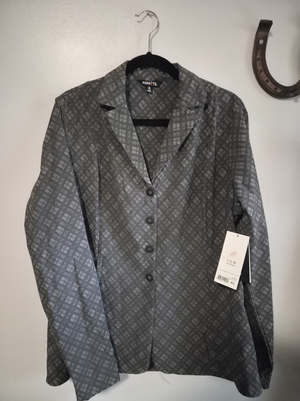 Kerrits Gray Patterned Button-Down Casual Shirt